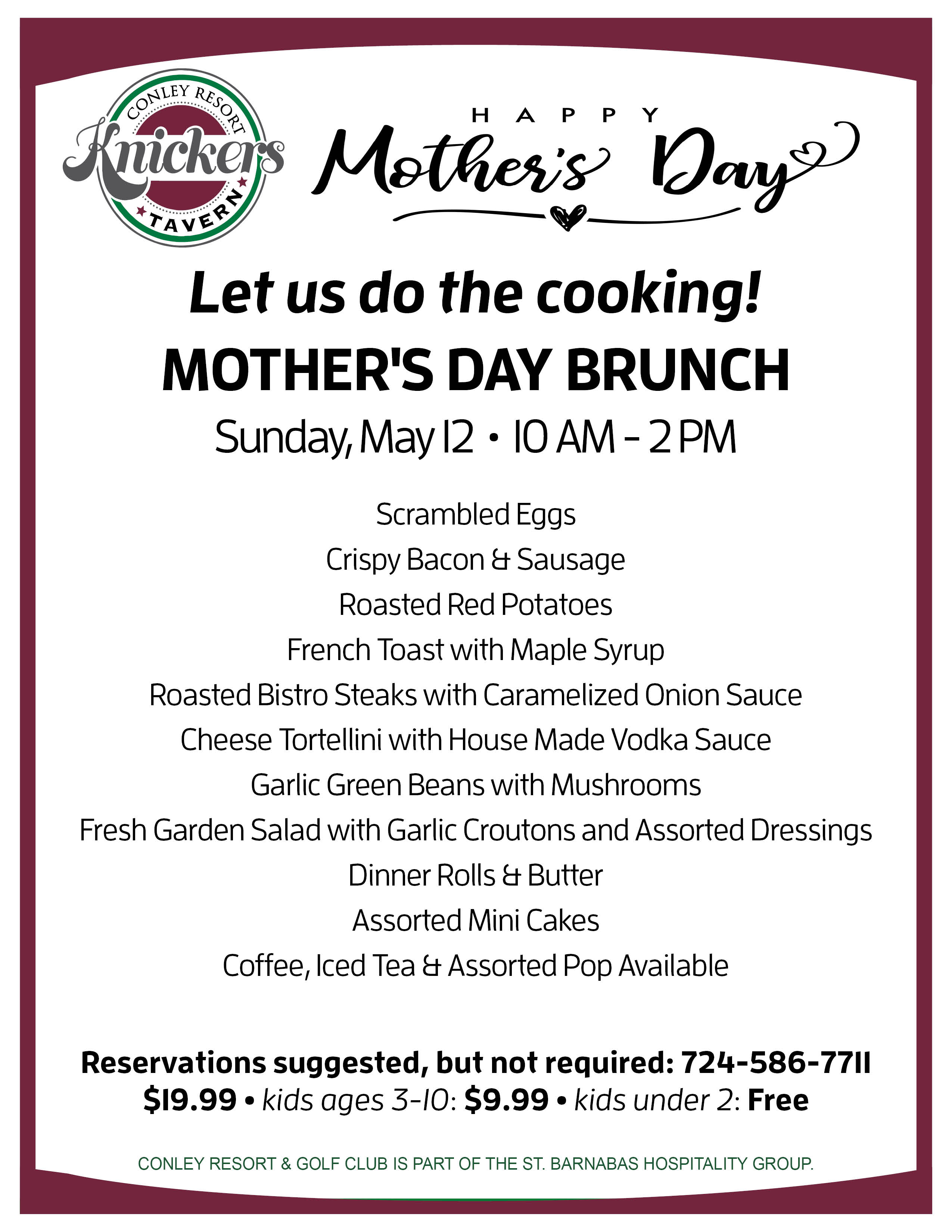 Mother's Day Brunch Buffet Conley Resort